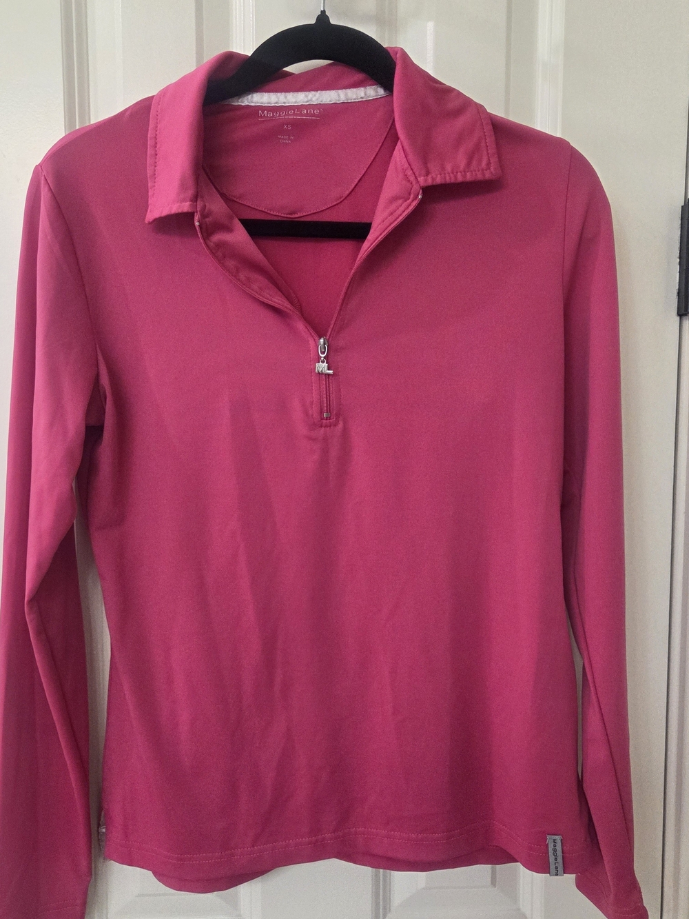 Maggie Lane Hot Pink Long-Sleeve Quarter-Zip Polo XS
